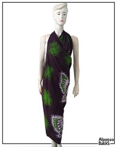 Beach Dress - Black Green Butterfly - Alponso Batiks