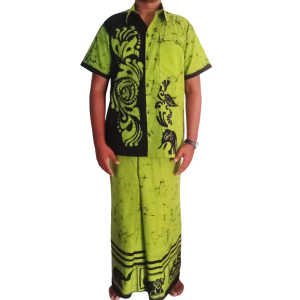 batik sarong and mens barefoot sarong with batik shirt