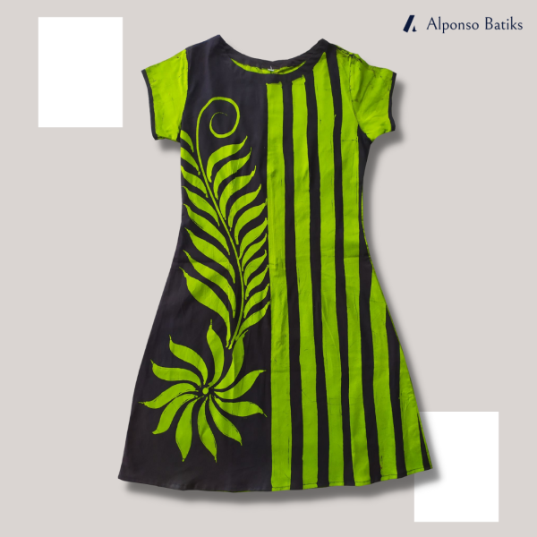 Bathik Frock for Women by Alponso Batiks. Simple Batik Frocks Made out of Cotton Fabrics with Multiple Designs.