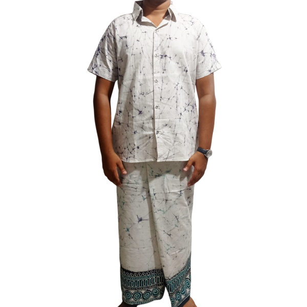 batik sarong and mens barefoot sarong with batik shirt
